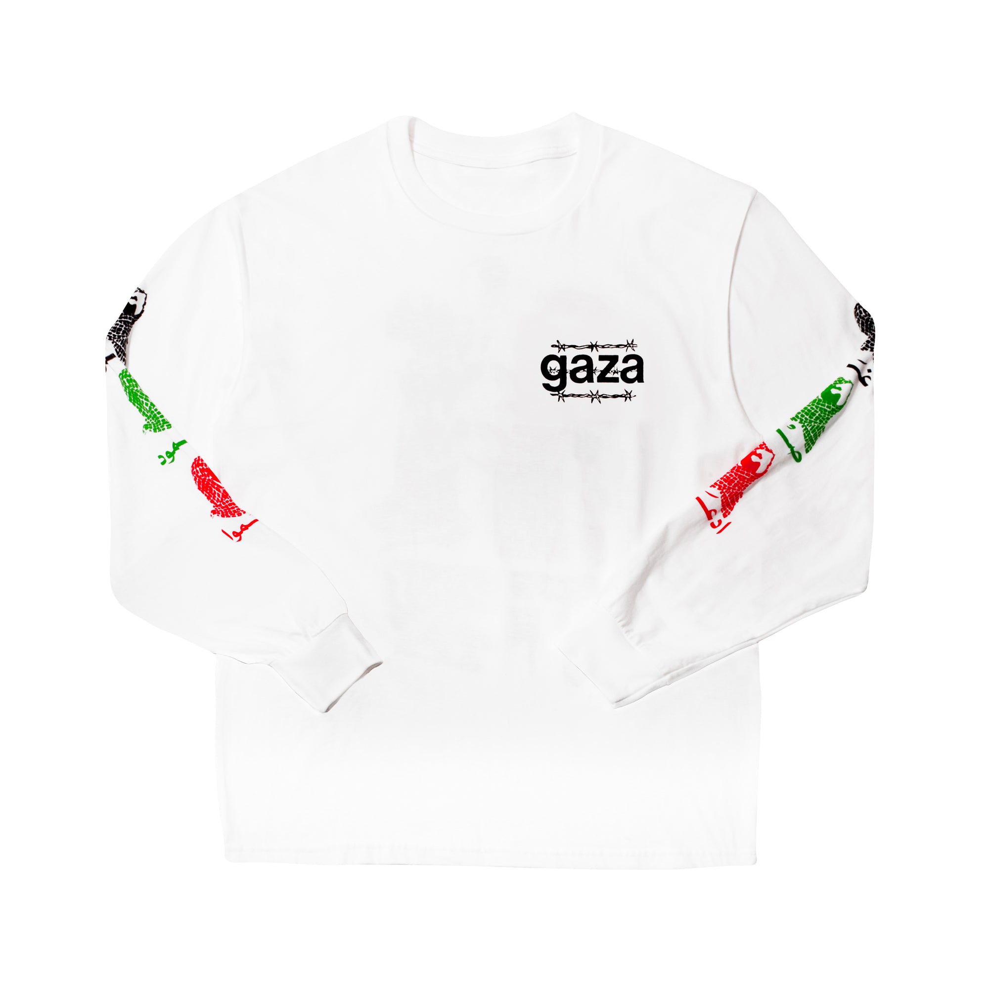 The Press Review Shirt: Gaza (long sleeve white shirt)