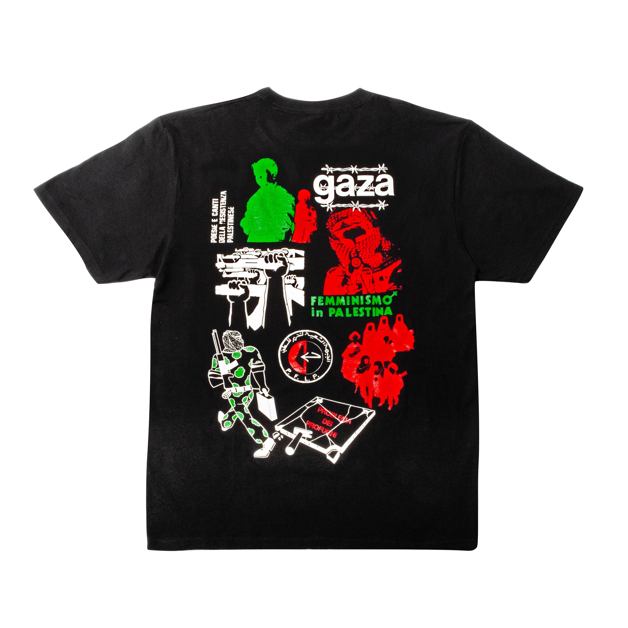 The Press Review Shirt: Gaza (short sleeve black shirt)
