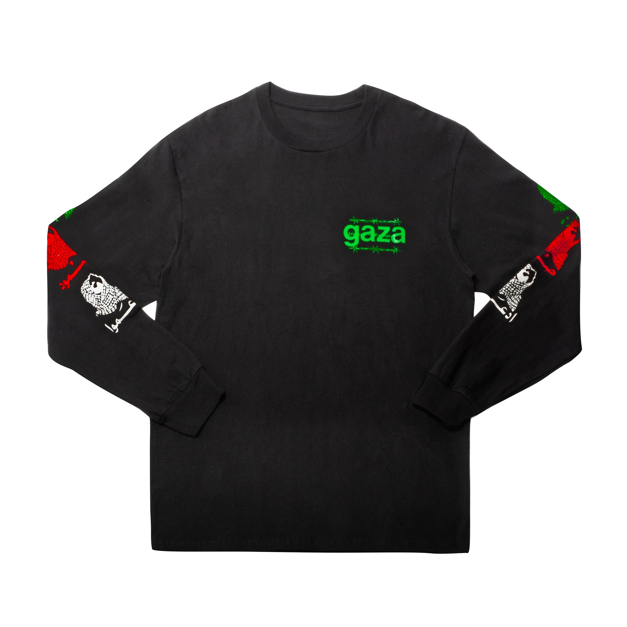 The Press Review Shirt: Gaza (long sleeve black shirt)