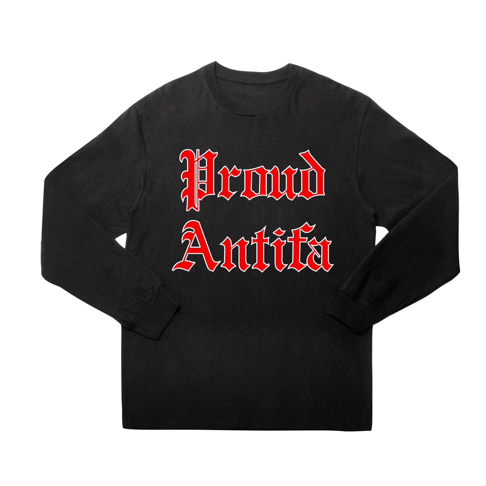 Proud Antifa Long Sleeve Black T-shirt